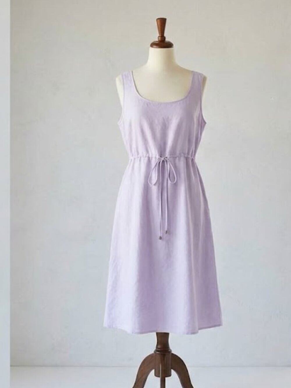 LOFT Lavender Linen Blend Sleeveless Tie-Waist Dress 14P